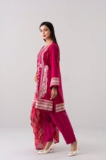 Relaxed Fit Embroidered Three-Piece Lawn with Silk Dupatta - Image 4
